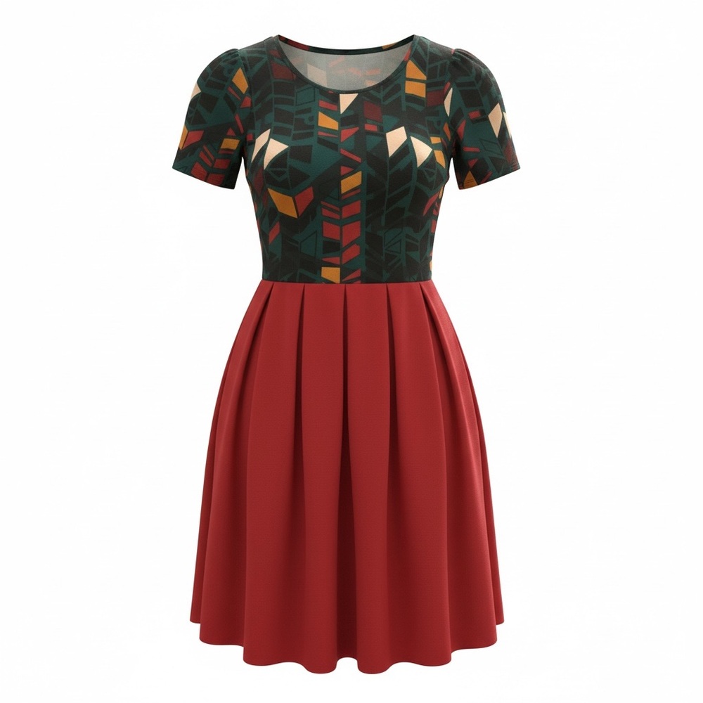 Geometric Patterned Red Dress